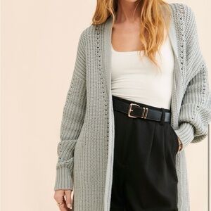 Free People Nightingale Light Gray Knit Cardigan